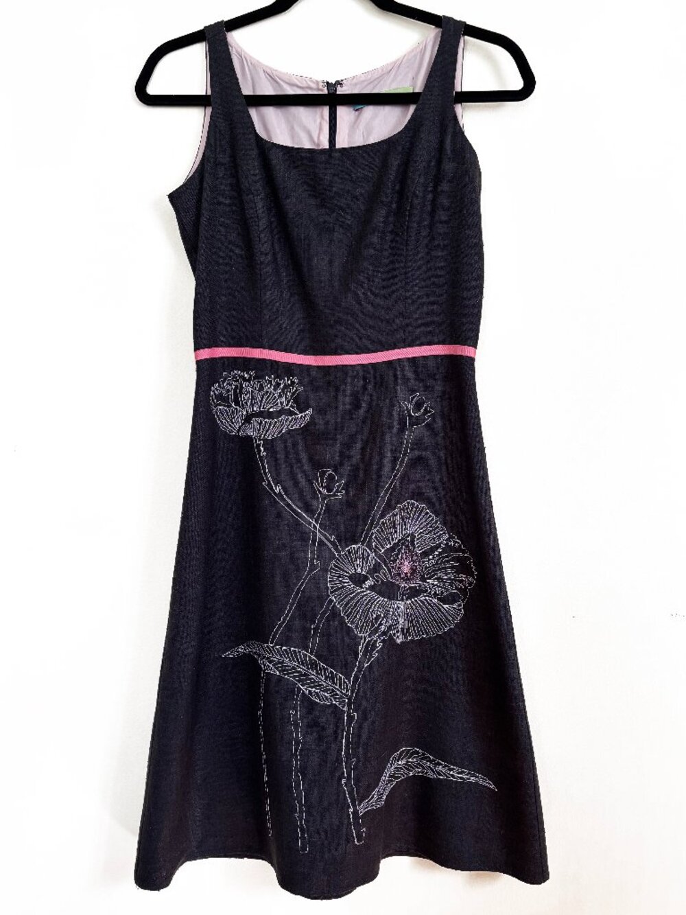 Beth Bowley tank dress. Blue cotton (denim-like fabric) with flowers. Size SMALL
